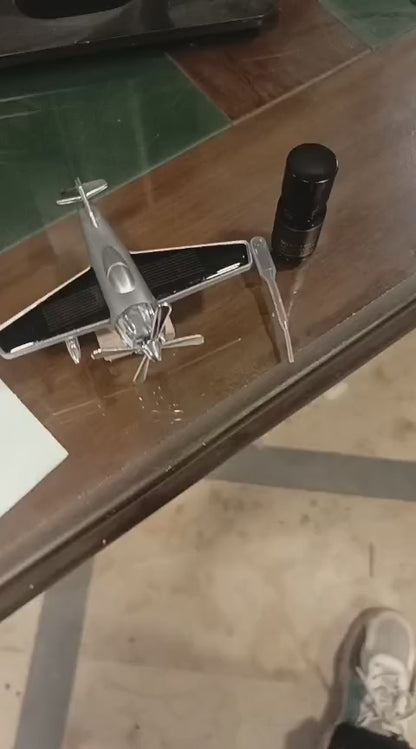 Solar Aeroplane Car Perfume Diffuser | Silver Solar-Powered Aircraft Air Freshener for Car Dashboard
