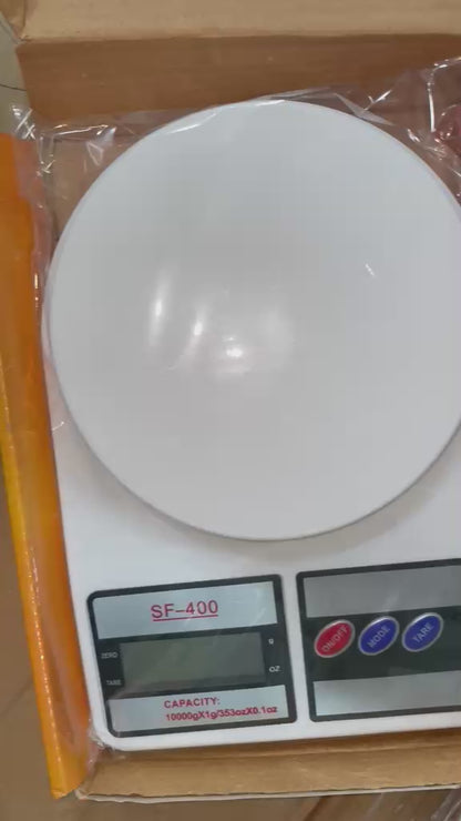 SF-400 Digital Kitchen Weight Scale | Portable 10kg Food Scale with Backlit LCD & Batteries Included